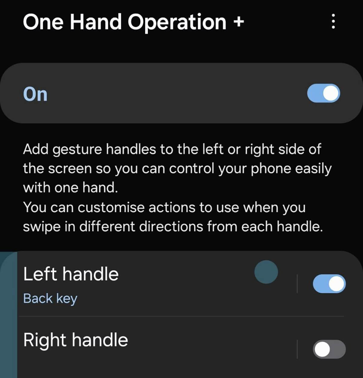 Screenshot from the One Hand Operation + app